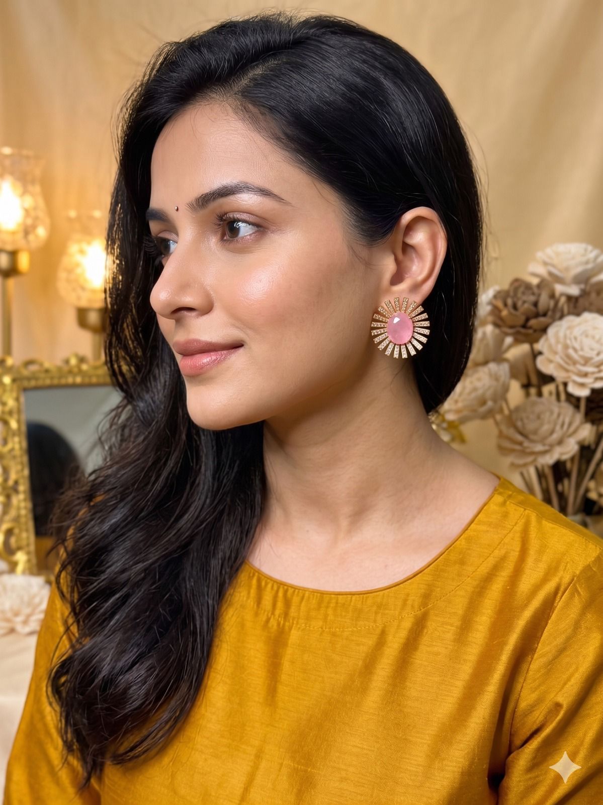 Prisha stone studs - Pink
