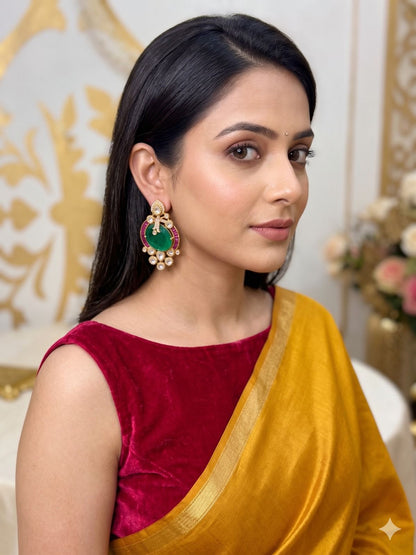 Raima stone studs - Green & Magenta