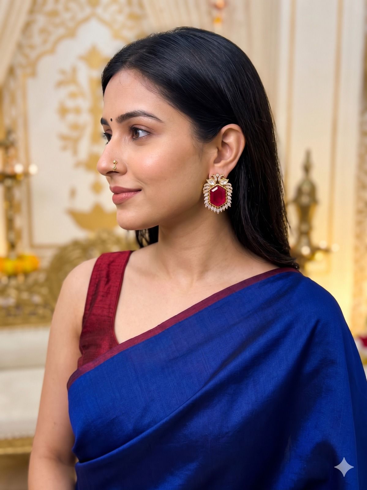 Garima stone studs - Red
