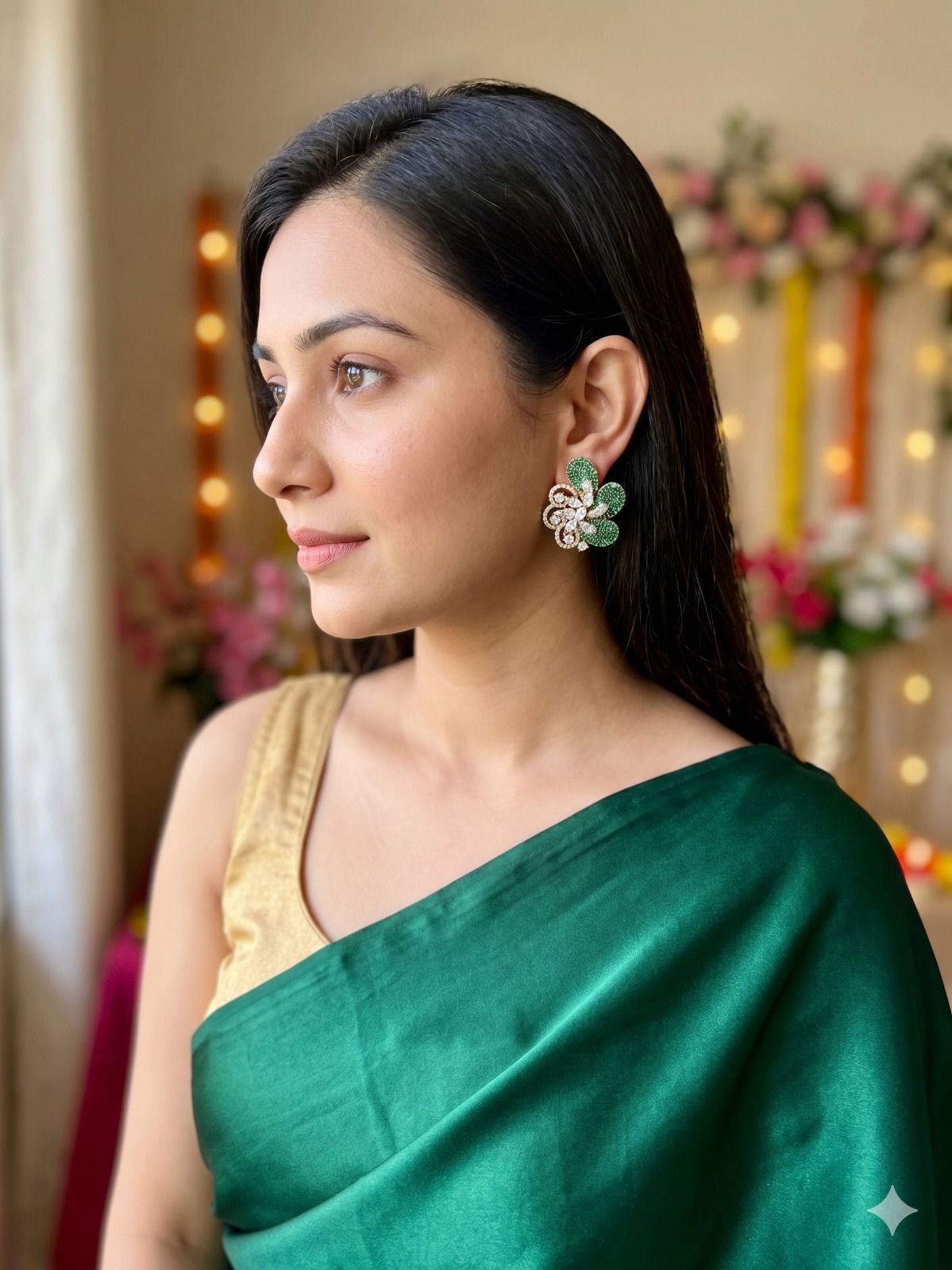 Megha stone studs - Green
