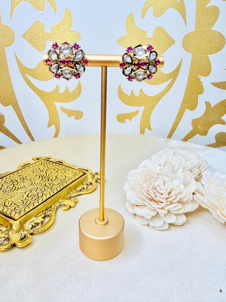 Niyati stone studs - Magenta