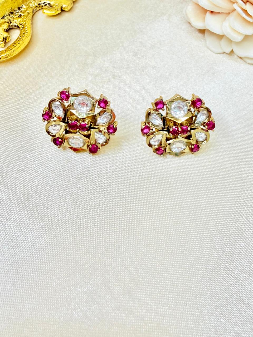 Niyati stone studs - Magenta