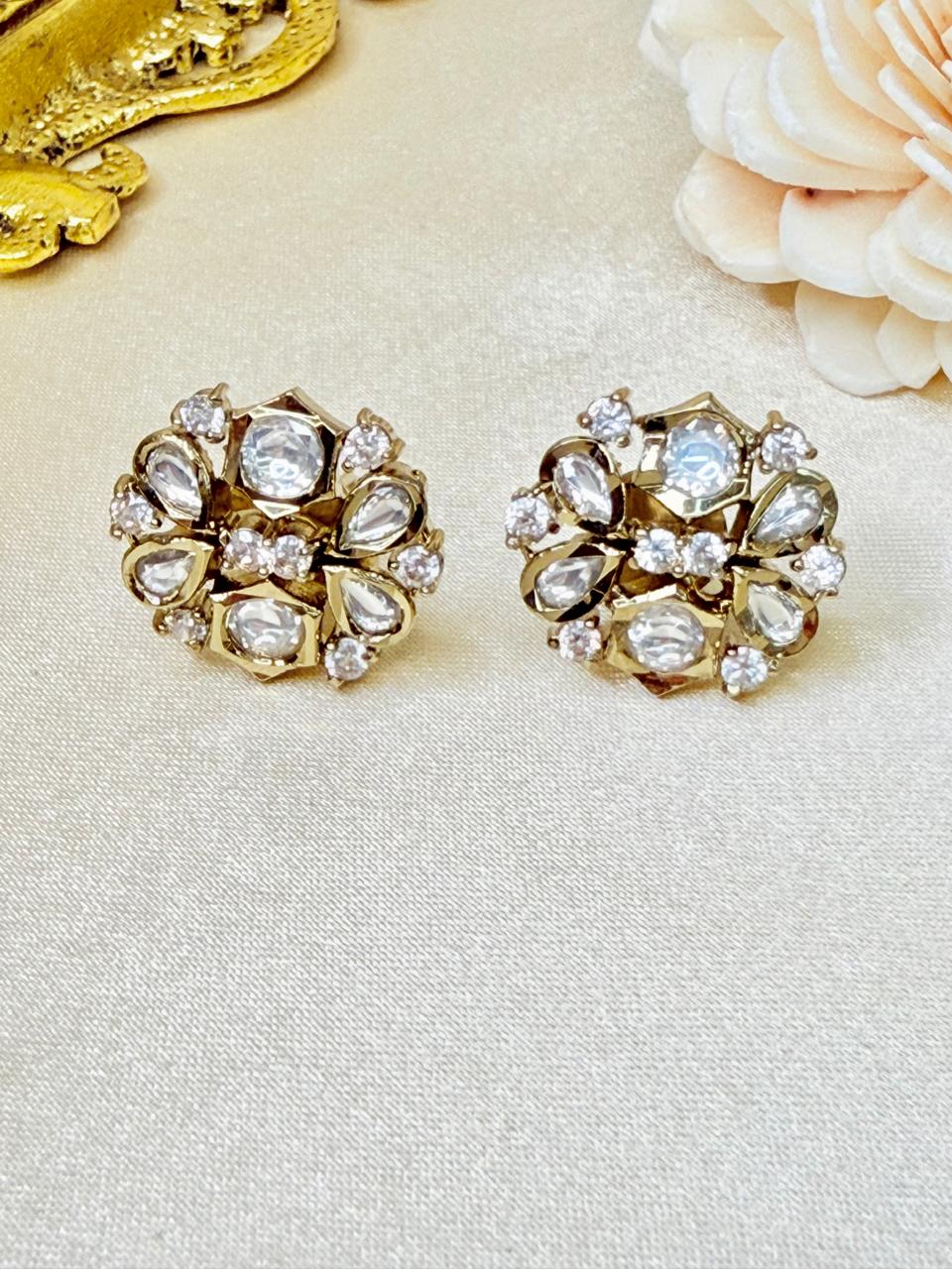 Niyati stone studs - White