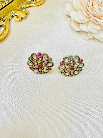 Diksha stone studs - Magenta & Green