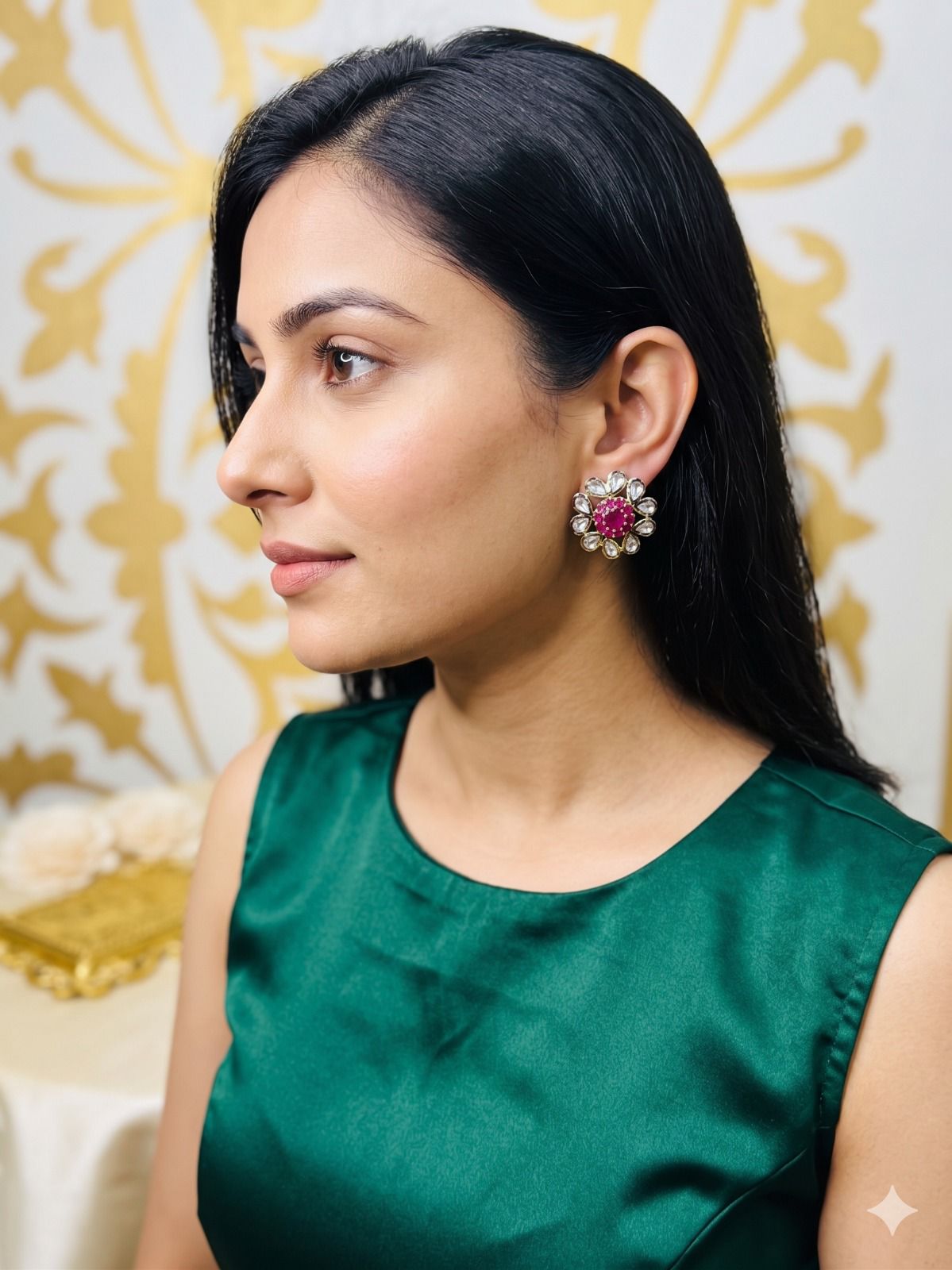 Suriti stone studs - Magenta