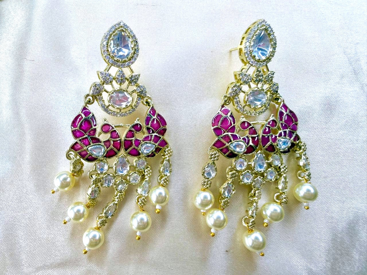 Kavya pearl danglers - Ruby