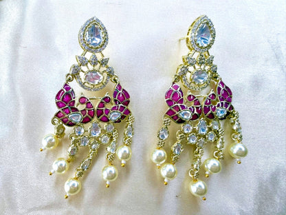 Kavya pearl danglers - Ruby