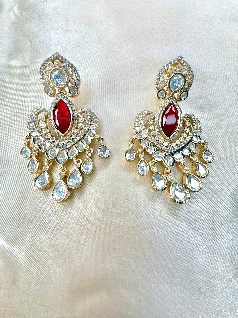 Shriya stone danglers - Ruby