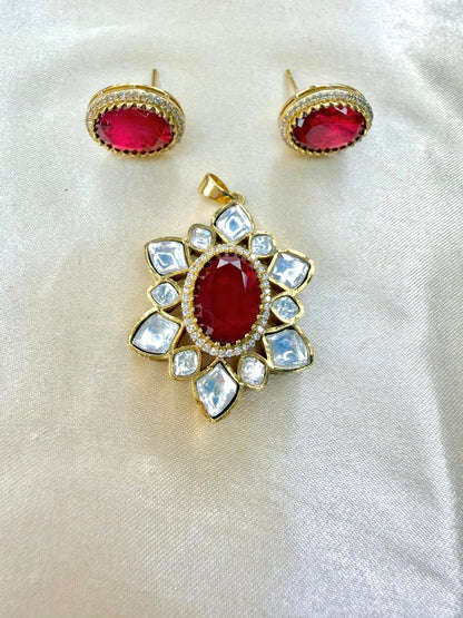Pragya pendant set - Red