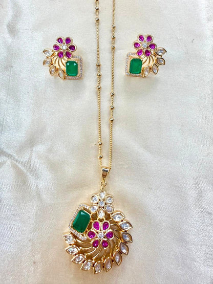 Flora pendant set - Green & Magenta