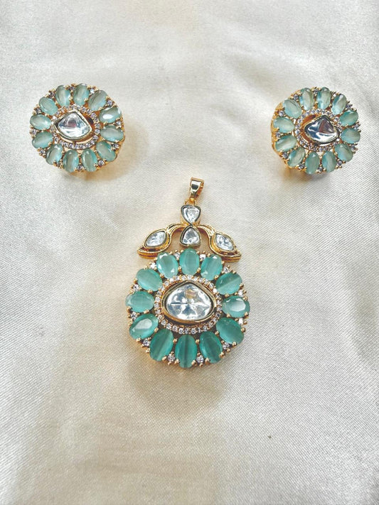 Meghna pendant set - Mint