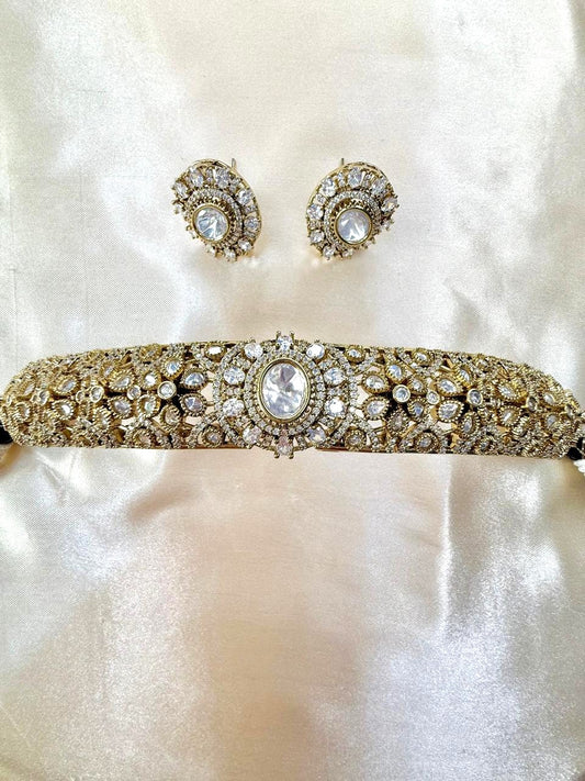 Natasha studded Choker - White