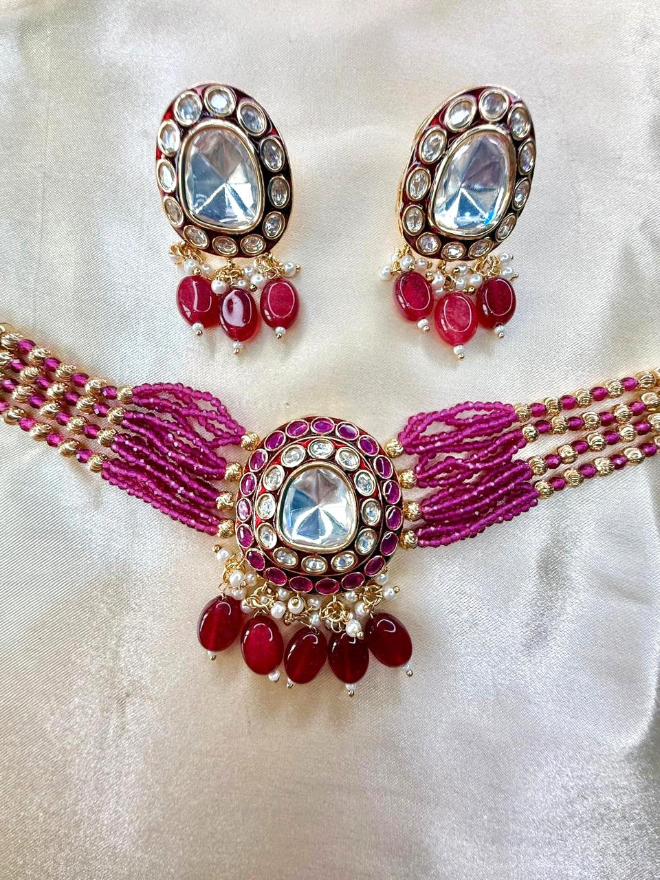 Tina choker set - Ruby