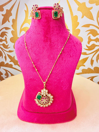 Flora pendant set - Green & Magenta