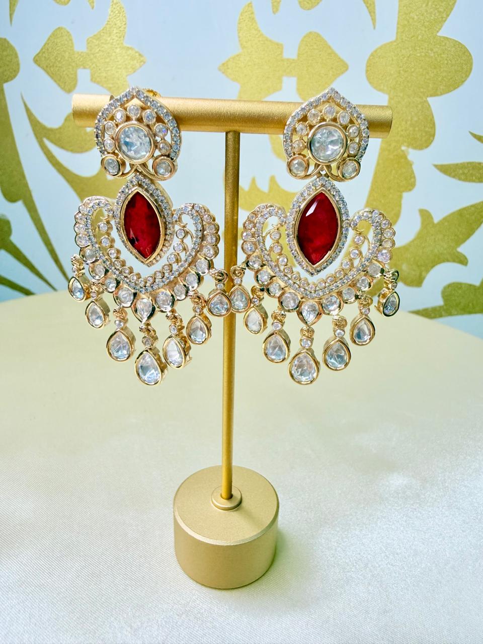 Shriya stone danglers - Ruby