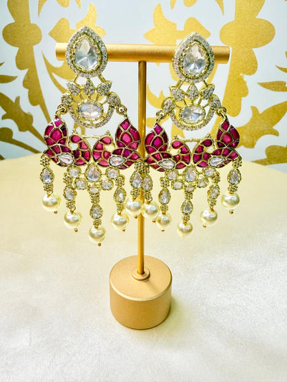 Kavya pearl danglers - Ruby