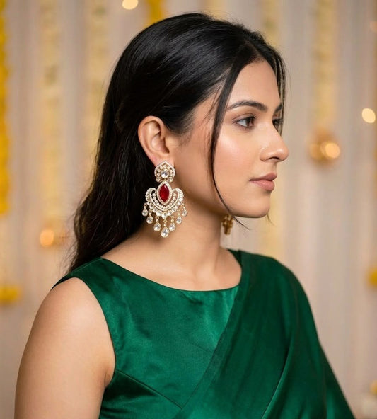 Shriya stone danglers - Ruby