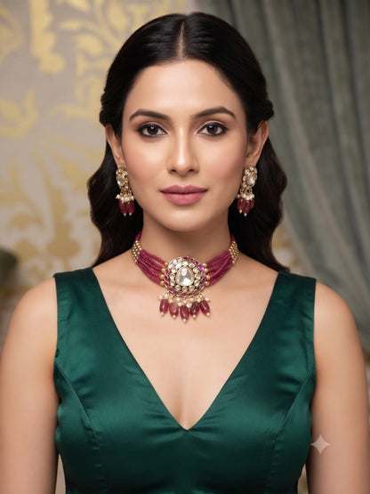 Tina choker set - Ruby