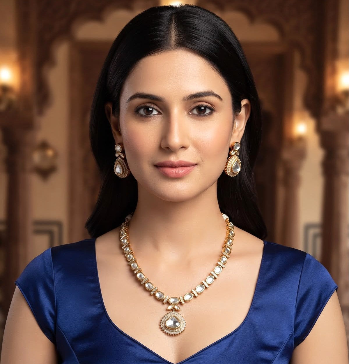 Shivani necklace set - White