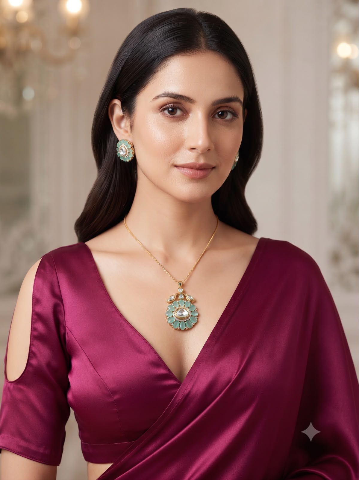Meghna pendant set - Mint