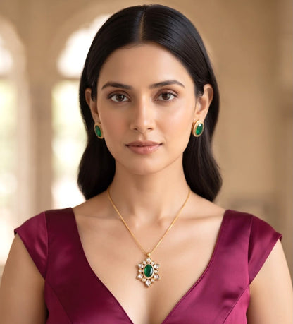 Pragya pendant set - Green