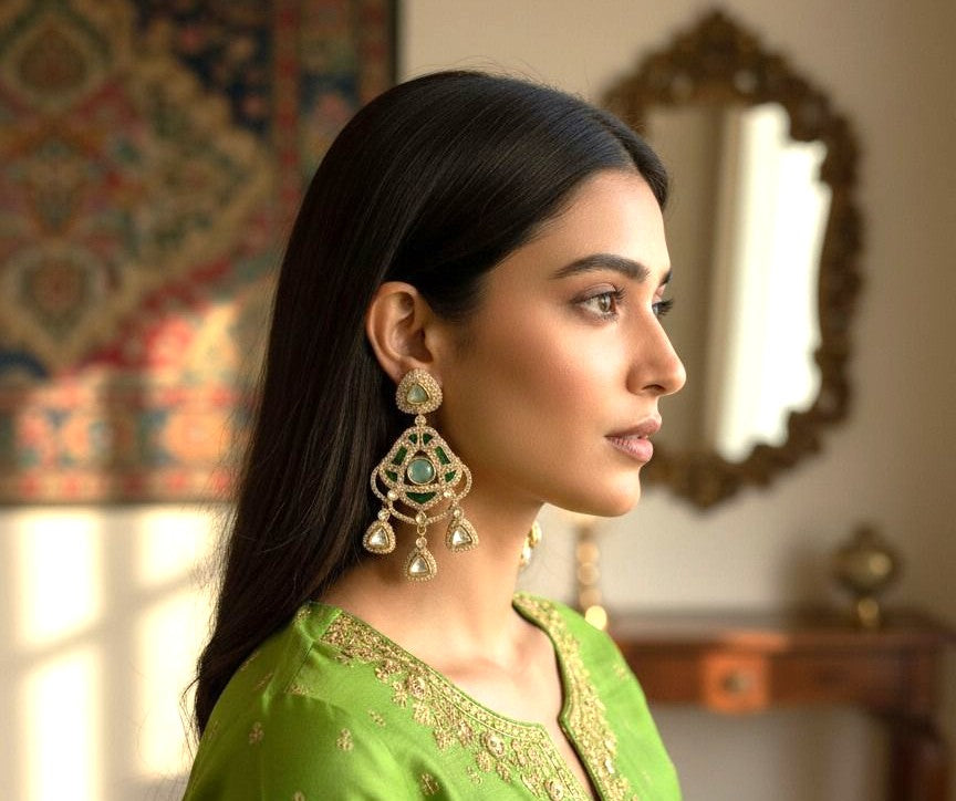 Anvesha Rose Danglers - Green