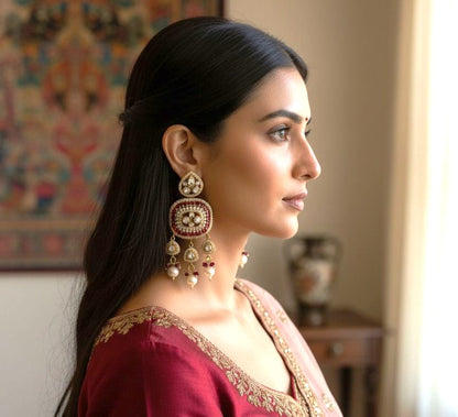Sitaara Pearl Danglers - Magenta