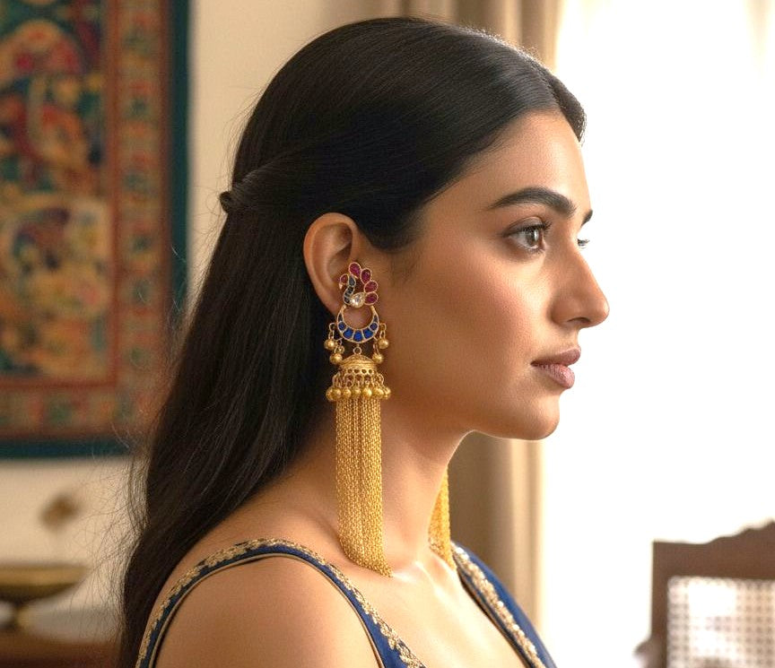 Mriganya fusion danglers - Magenta and Blue