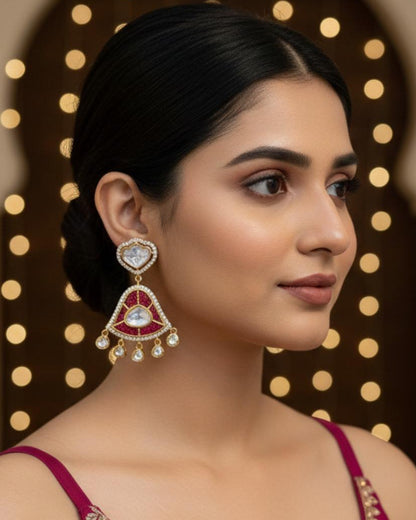 Alira mini stone danglers - Ruby