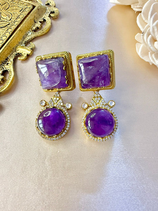 Nia stone danglers - Purple