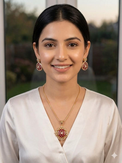 Ziva pendant set - Ruby