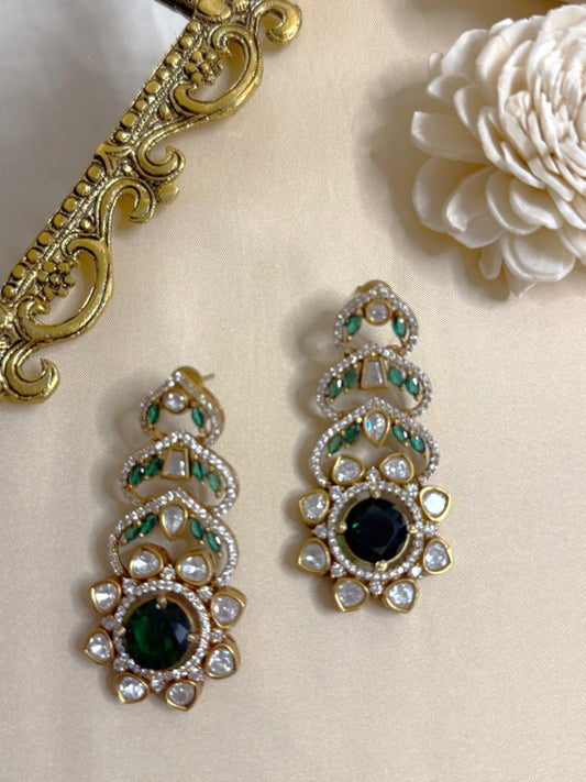Ziya stone danglers - Green